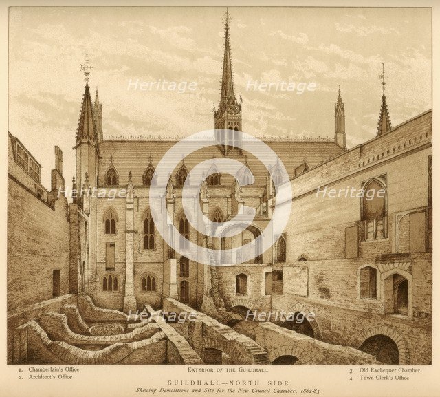 'Guildhall North Side', City of London, 1882-1883 (1886). Artist: Unknown