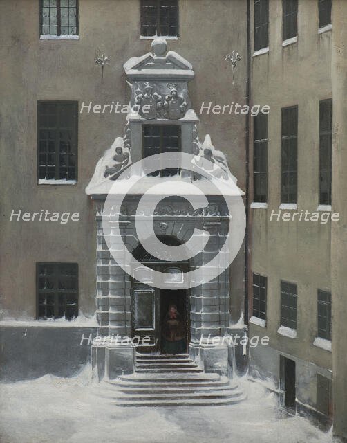 Winter Scene from the Present Foreign Office, Stockholm, mid 19th century. Creator: Karl Stefan Bennet.