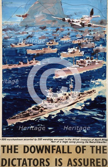 500 merchantmen escorted by 250 warships are used...', WWII poster, between 1939 and 1946, Creator: Central Office of Information.