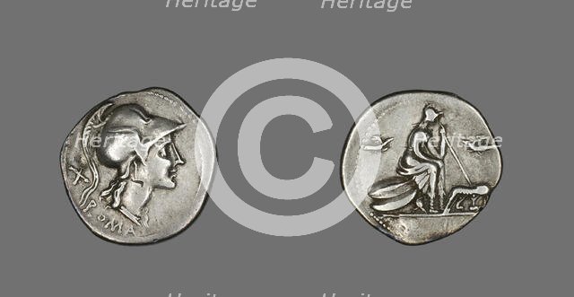 Denarius (Coin) Depicting the Goddess Roma, 115 or 114 BCE. Creator: Unknown.