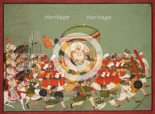 Maharao Chattar Sal (reigned 1758-64) of Kota in a Palanquin, c. 1760. Creator: Unknown.