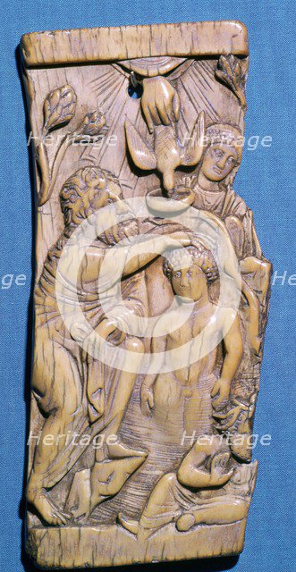 Ivory panel of the baptism of Christ in the River Jordan, 5th century. Artist: Unknown