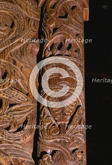 Detail of carving of Stave Church from Gol in Hallingdal, built c1200. Artist: Unknown.