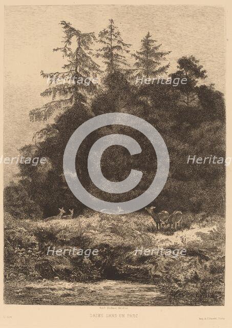 Daims dans un Parc. Creator: Karl Bodmer.
