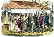 'Japanese officers going to pay visits of congratulation', Japan, 1865. Artist: Unknown