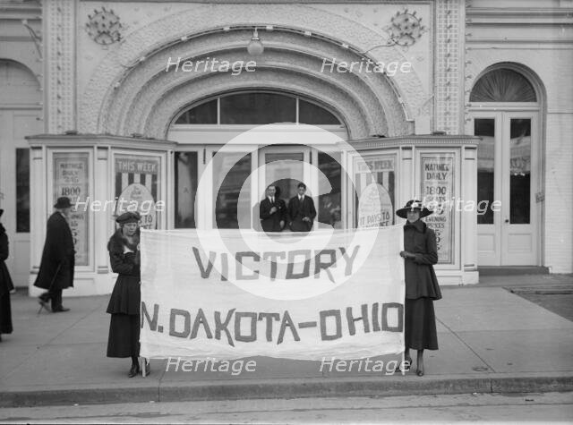 Woman Suffrage - Victory Sign N.D. & O., 1917. Creator: Harris & Ewing.