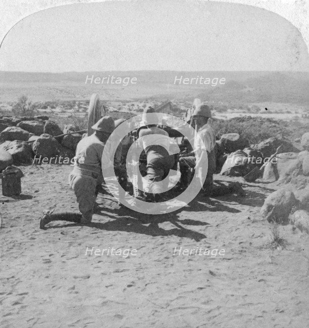 British artillery in action, South Africa, 2nd Boer War, 6 February 1900. Artist: Underwood & Underwood