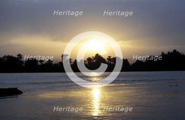 River Nile at sunset, Egypt. Artist: Unknown