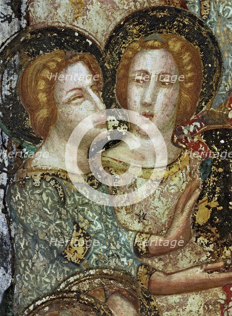  'Offering angels', detail. Mural of 1346 in the Chapel of Saint Michael or 'Day cell' from the P…
