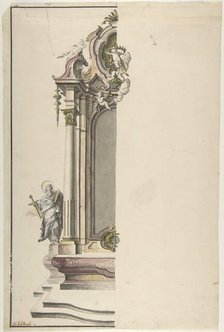 Design for an Aedicular Altar with St. Paul at the Left, mid-18th century. Creator: Johann Georg Dirr.