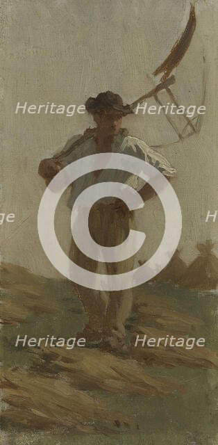 History of wheat: Harvester at rest: Sketch for the school in rue Dombasle, 15th arrondisse..., 1879 Creator: Paul Albert Baudouin.