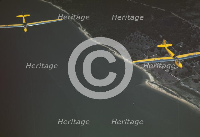 Marine Corps gliders in flight from Page Field, Parris Island, S.C., 1942. Creator: Alfred T Palmer.