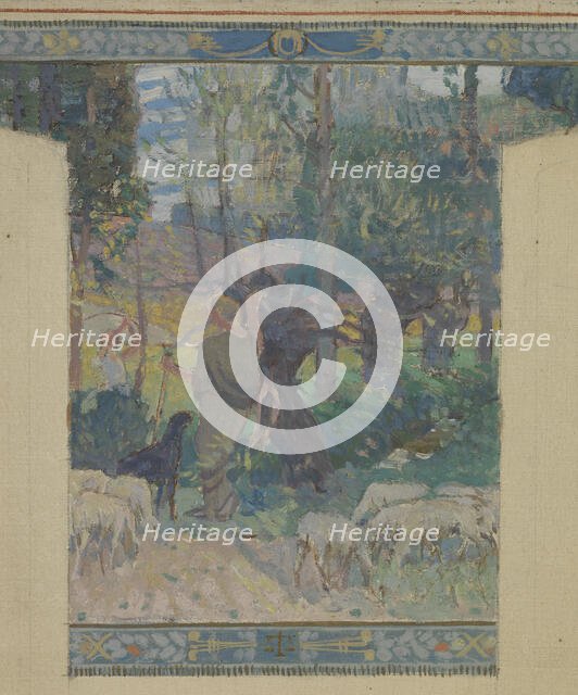 Esquisse pour la mairie de Fresnes : Paysage. Travaux des champs, 1905. Creator: Victor Menu.