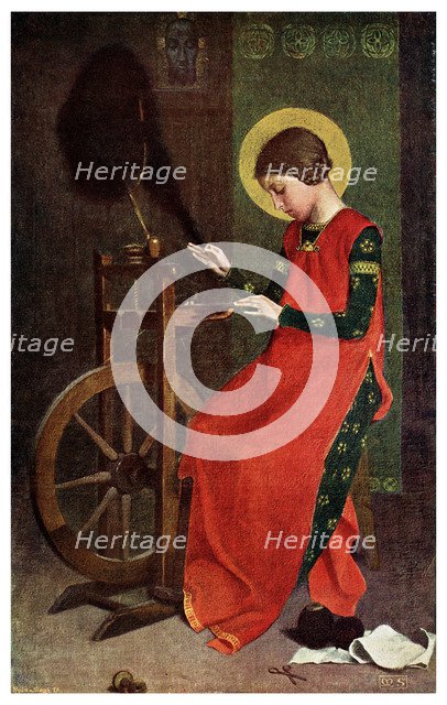 'St  Elizabeth of Hungary Spinning Wool for the Poor', 1901. Artist: Unknown