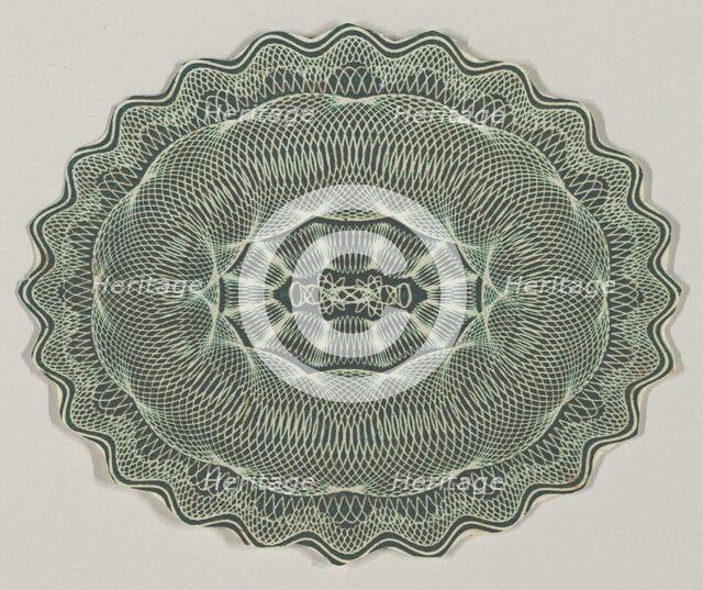 Banknote motif: oval of lathe work ornament with a wavy edge, ca. 1824-42. Creator: Durand, Perkins & Co.