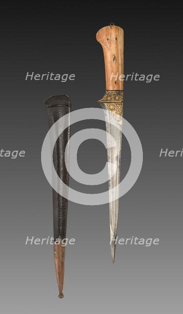 Dagger with Brown Leather Case, 1700s-1800s. Creator: Unknown.