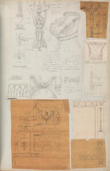 Page from a Scrapbook containing Drawings and Several Prints of Architecture, Int..., ca. 1800-1850. Creators: Workshop of Charles Percier, Workshop of Pierre François Léonard Fontaine.