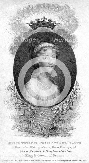 Marie-Therese-Charlotte de Bourbon, Duchess of Angouleme and Dauphine of France, 1811. Creator: Unknown.