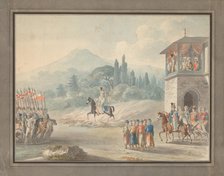 Georgian cavalry review, c. 1780. Artist: Anonymous  