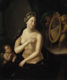 Woman looking in a mirror. Creator: Berndt Godenhjelm.