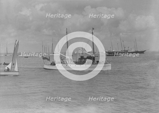 The motor yacht 'Silver Cloud' under way, 1920. Creator: Kirk & Sons of Cowes.