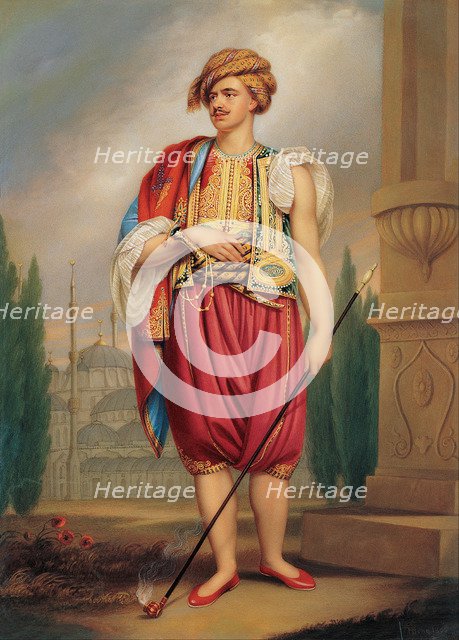 Portrait of Thomas Hope (1769–1831) in Turkish Costume (after William Beechey), Early 19th cen.. Artist: Bone, Henry (1755-1834)
