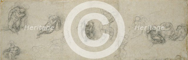 Studies of a sleeping Apostle and other Figures, 16th century. Artist: Michelangelo Buonarroti.