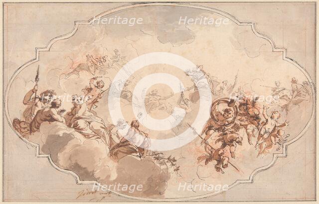 Design for a Ceiling: Apotheosis of Callisto or Diana (recto), and Sketch of Figures (verso), 1731. Creator: Jacob de Wit.