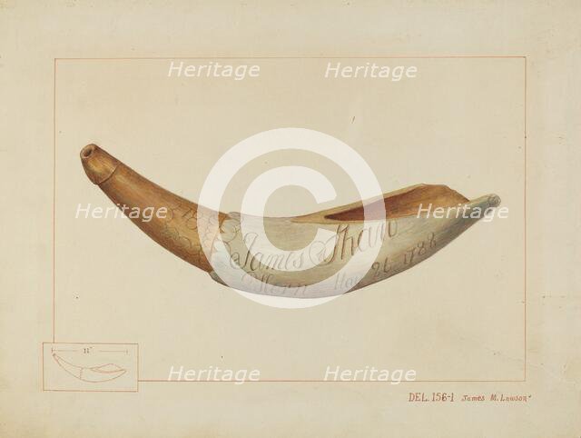 Powder Horn, c. 1937. Creator: James M. Lawson.