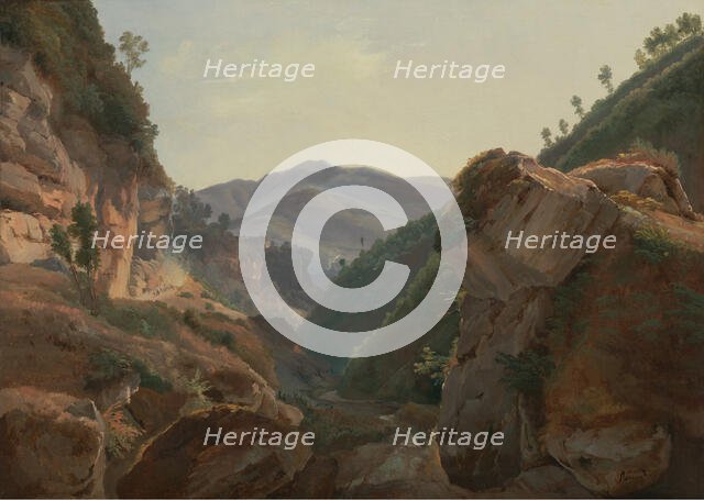 Mountain Landscape with Road to Naples, about 1821-1825. Creator: Charles Remond.