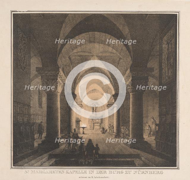 Notable Buildings of the Middle Ages in Germany: St. Margaret's Chapel in the Imperial..., 1819. Creator: Domenico Quaglio (German, 1787-1837).