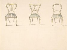 Design for Three Chairs with Curved Backs (verso: Sketch for a Sideboard), early 19th century. Creator: Anon.