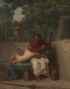 The Greek Poet Anacreon and Bathyll;Anacreon and Amaryllis (Bathyll), 1808. Creator: Nicolai Abraham Abildgaard.