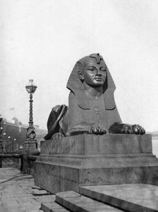 One of the sphinxes, Victoria Embankment, London, 1924-1926. Artist: Unknown