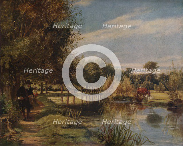 'Izaak Walton angling: A Summer's day on the banks of the Colne', (1938). Artist: Edward Matthew Ward.