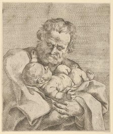 Saint Joseph holding the infant Christ, after Reni, 17th century. Creator: Anon.