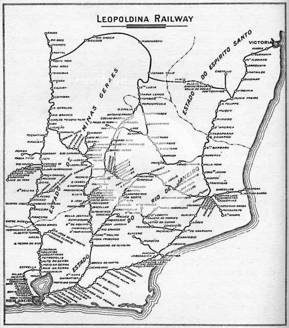 'Map of the Leopoldina Railway System', 1914.  Artist: Unknown.
