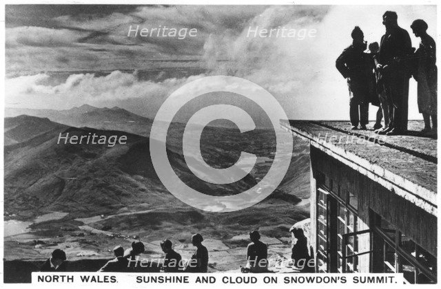 Sunshine and clouds on Snowdon's summit, north Wales, 1936. Artist: Unknown
