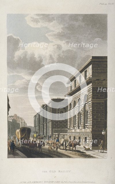 View of Old Bailey, looking north, City of London, 1814. Artist: Rudolph Ackermann