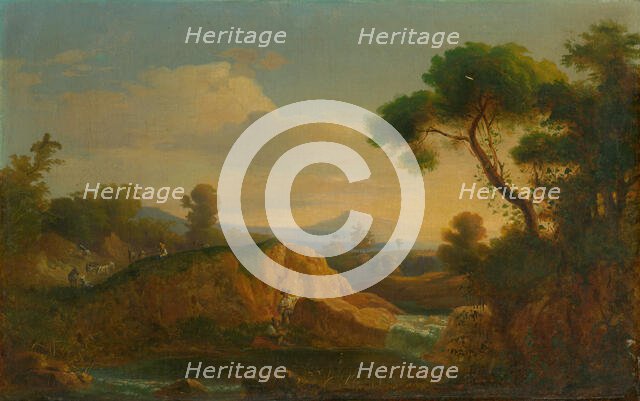 Idyllic landscape with lake, 1845-1855.  Creator: Unknown.