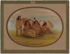 Camanchee Chief with Three Warriors, 1861/1869. Creator: George Catlin.