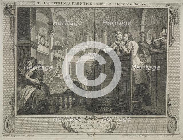 Industry and Idleness: The Industrious Prentice Performing the Duty of a Christian, 1747. Creator: William Hogarth (British, 1697-1764).