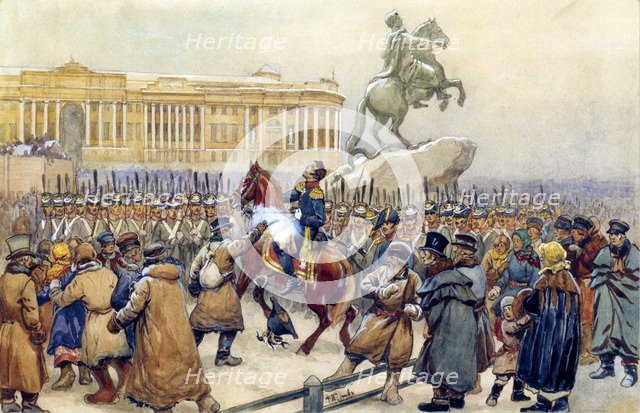 The Decembrist revolt at the Senate Square on December 14, 1825, 1870s.