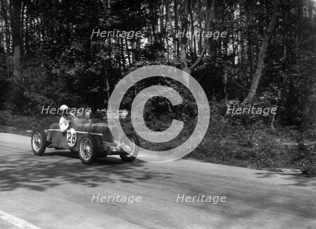 MG Q type of Kenneth Evans racing at Donington Park, Leicestershire, 1935. Artist: Bill Brunell.