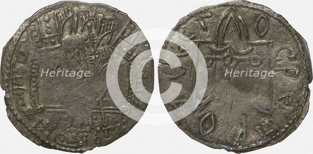 Coin (Srebrennik) of Grand Duke Vladimir Svyatoslavich (Reverse: Symbol of Rurikids), 980-1015. Artist: Numismatic, Russian coins  