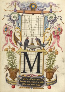 Guide for Constructing the Letter M; Mira calligraphiae monumenta, about 1591-1596. Creator: Joris Hoefnagel.