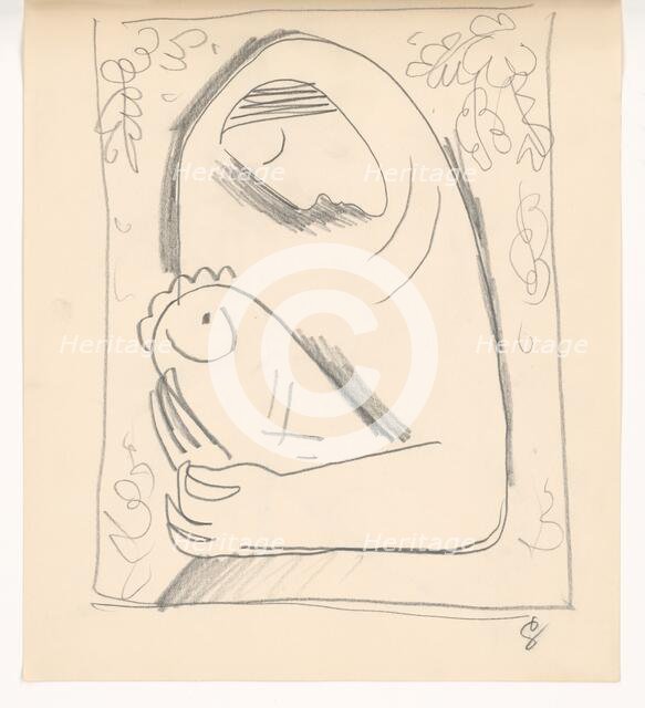 Sketch of a mother with a child in swaddlingt, 1938. Creator: Mikulas Galanda.