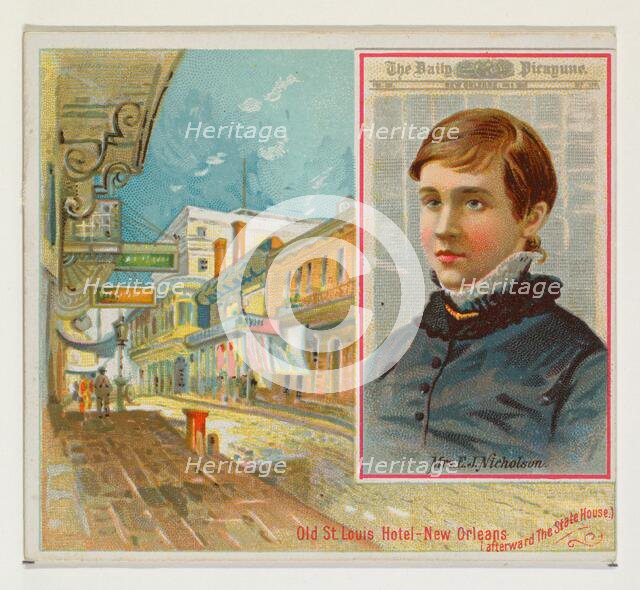 Mrs. E. J. Nicholson, The New Orleans Daily Picayune, from the American Editors series (N3..., 1887. Creator: Allen & Ginter.