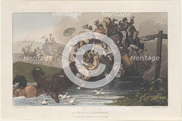 A Trip to Scarbro', from "Poetical Sketches of Scarborough", 1813., 1813. Creators: Thomas Rowlandson, Joseph Constantine Stadler, J. Bluck.