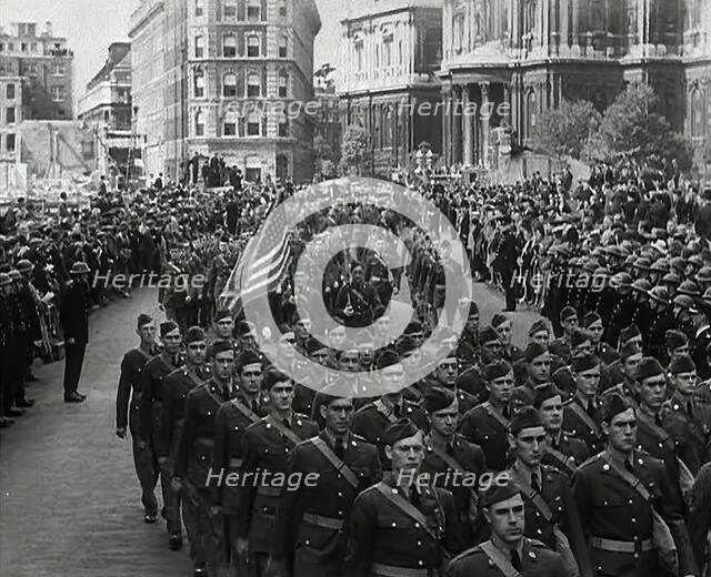 American Troops Marching Through London, 1942. Creator: British Pathe Ltd.